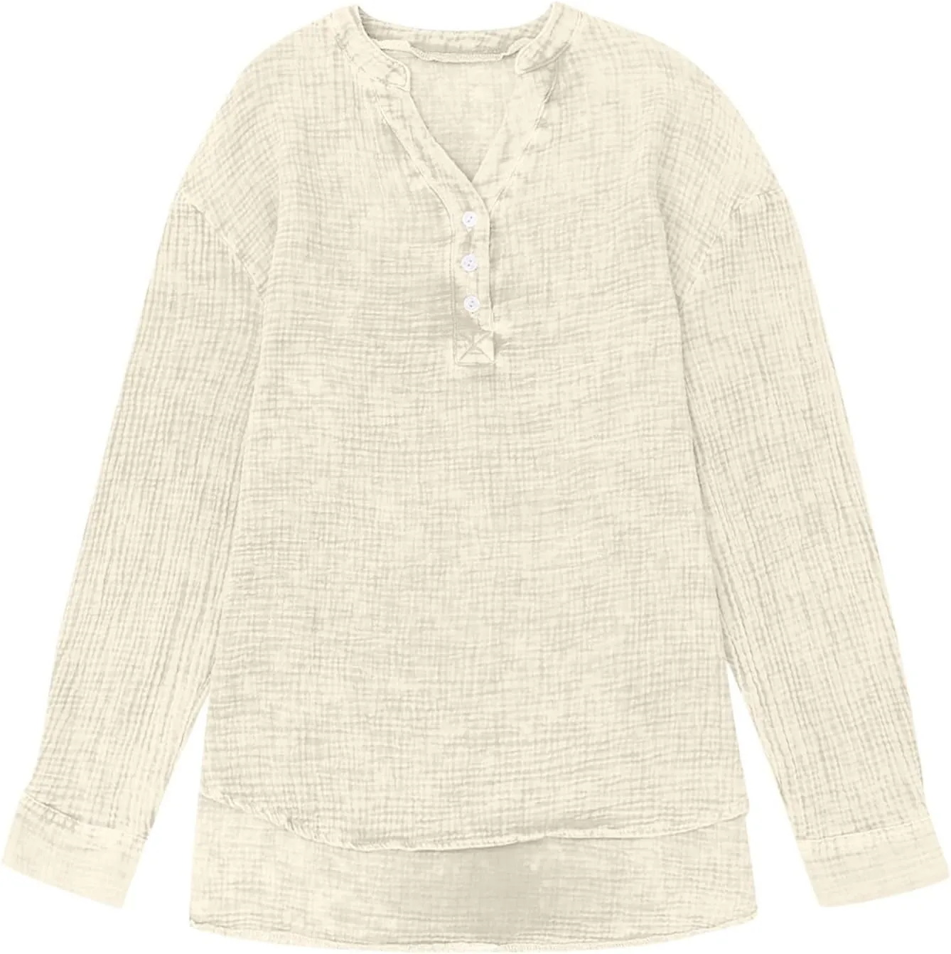 Linen Shirts for Women Casual Button V Neck Long Sleeve Shirts Oversized Solid Blouses Tops for Women Trendy Summer 2025