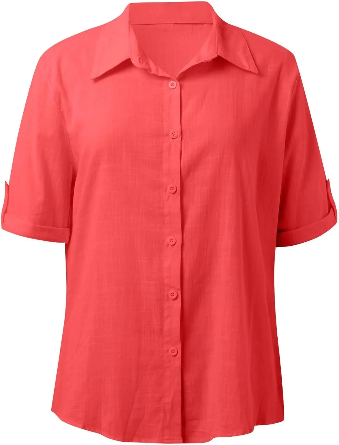 Linen Shirts for Women, Linen Button Down Shirt Women Short Sleeve Summer Trendy Tops Work Beach Collared Blouses