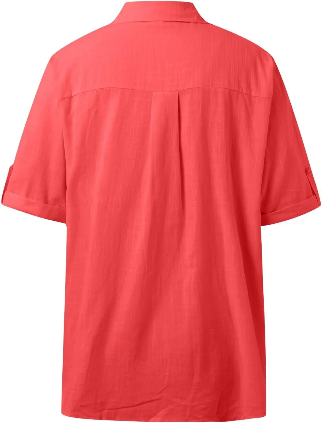 Linen Shirts for Women, Linen Button Down Shirt Women Short Sleeve Summer Trendy Tops Work Beach Collared Blouses