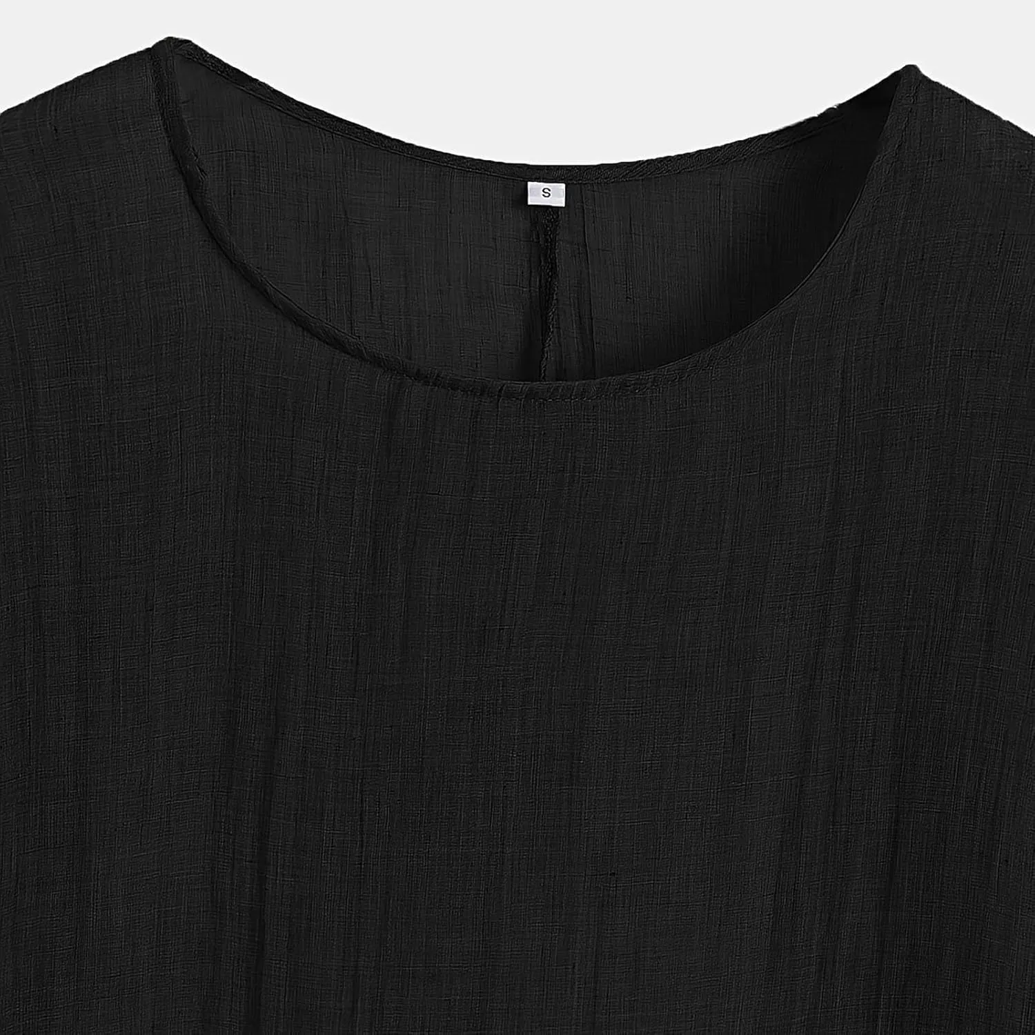 Linen Shirts for Women Short Sleeve Casual Tops Loose Fit Round Neck Blouses Fashion Graphic Print T-Shirts