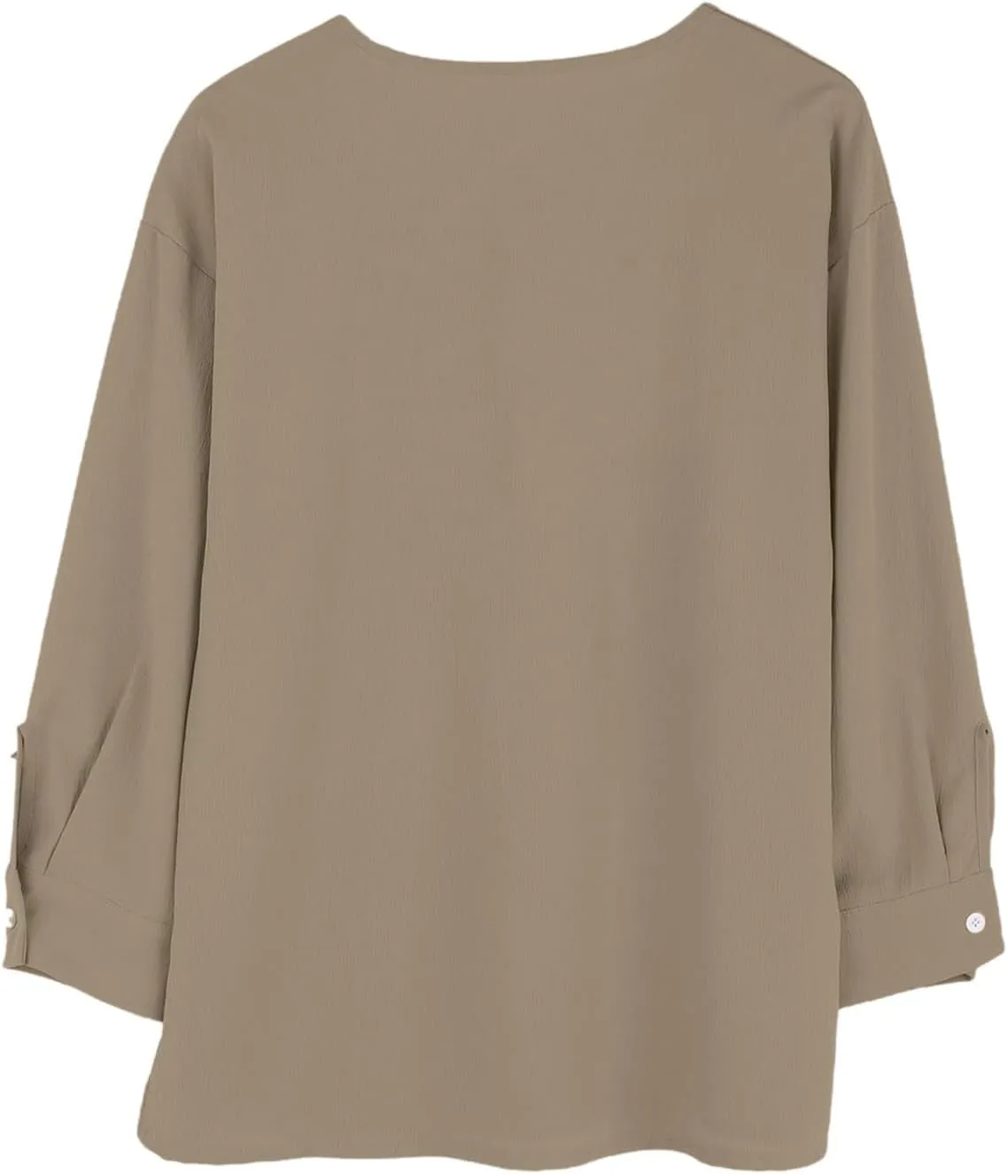 Linen Shirts for Women Womens Summer Tops Plus Size Crew Neck 3/4 Sleeve Solid Color Blouses Casual Daily Wear Clothes