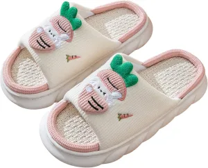 Linen Slippers - Lightweight, Safe and Non-Slip, Breathable, and Fashionable with Soft and Thick Soles for a Comfortable Walk - No Odor