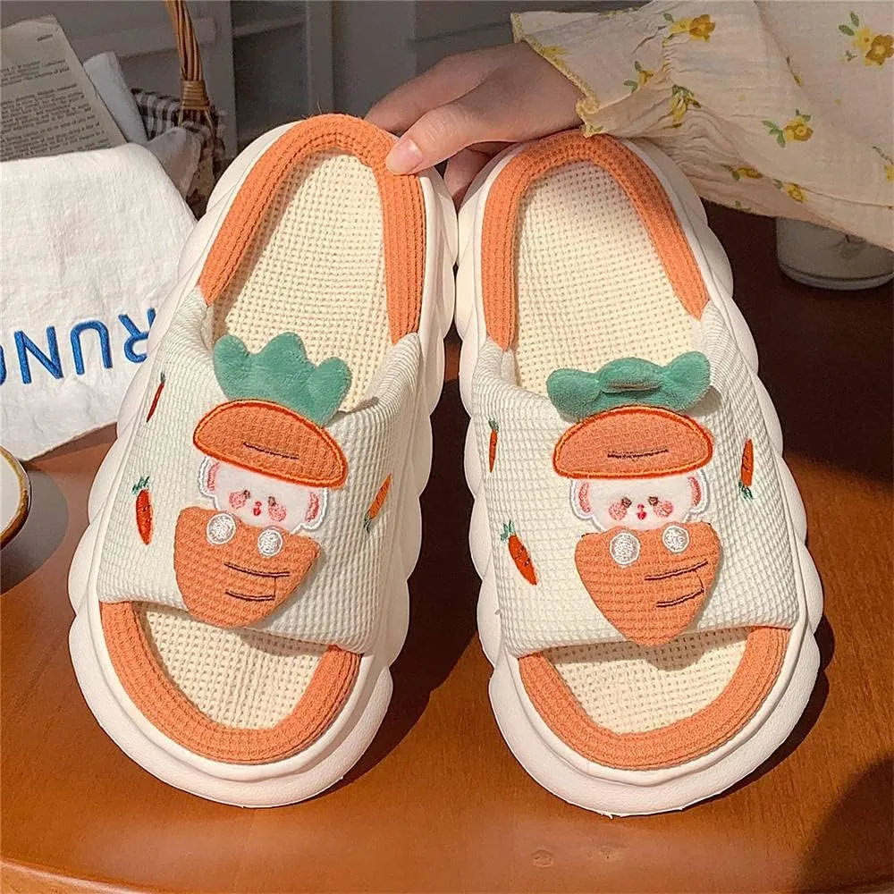 Linen Slippers - Lightweight, Safe and Non-Slip, Breathable, and Fashionable with Soft and Thick Soles for a Comfortable Walk - No Odor