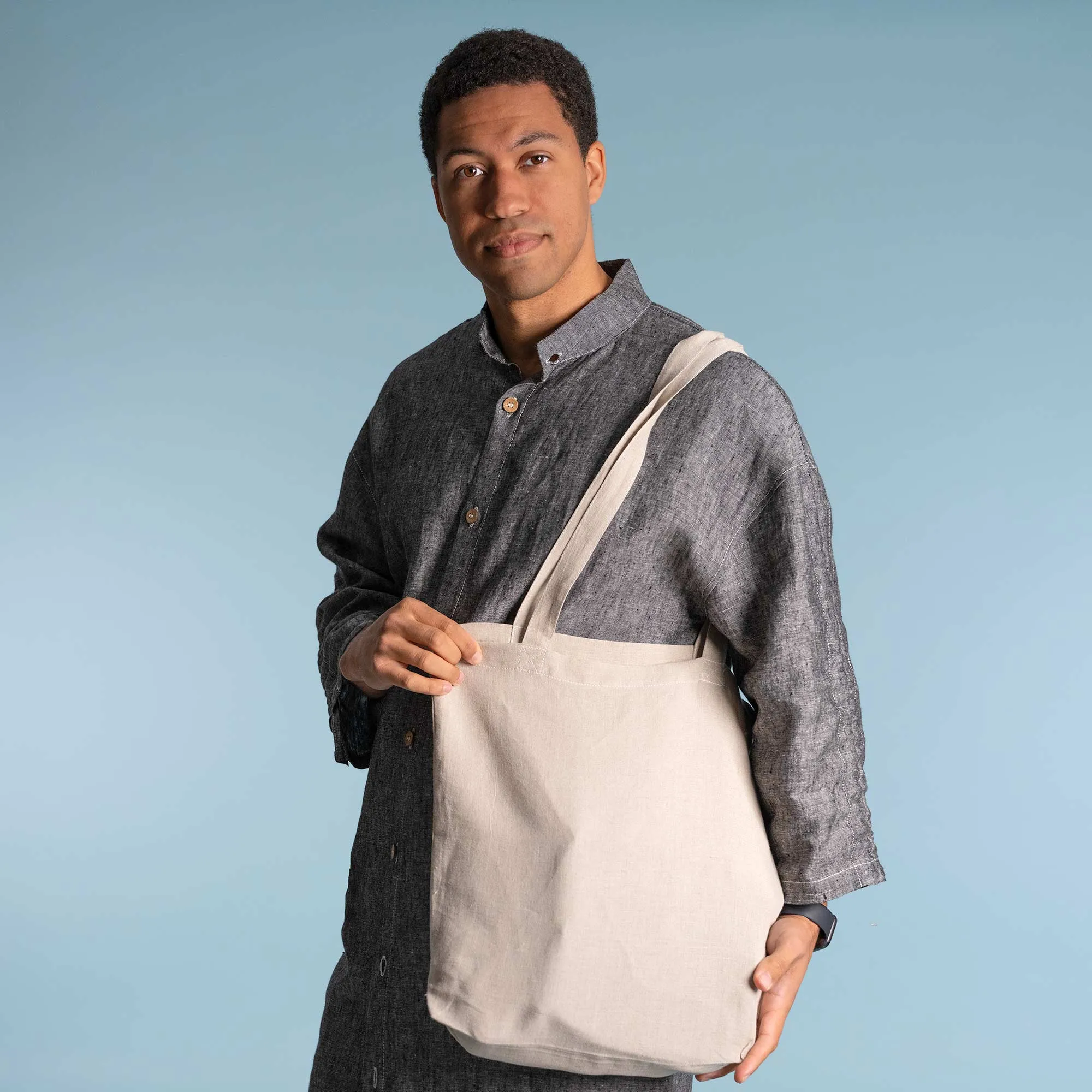 LINENVILLE 100% Organic Linen Shopping Bag (Plastic-Free; OC Thread; Dye-free; 100% Biodegradable)