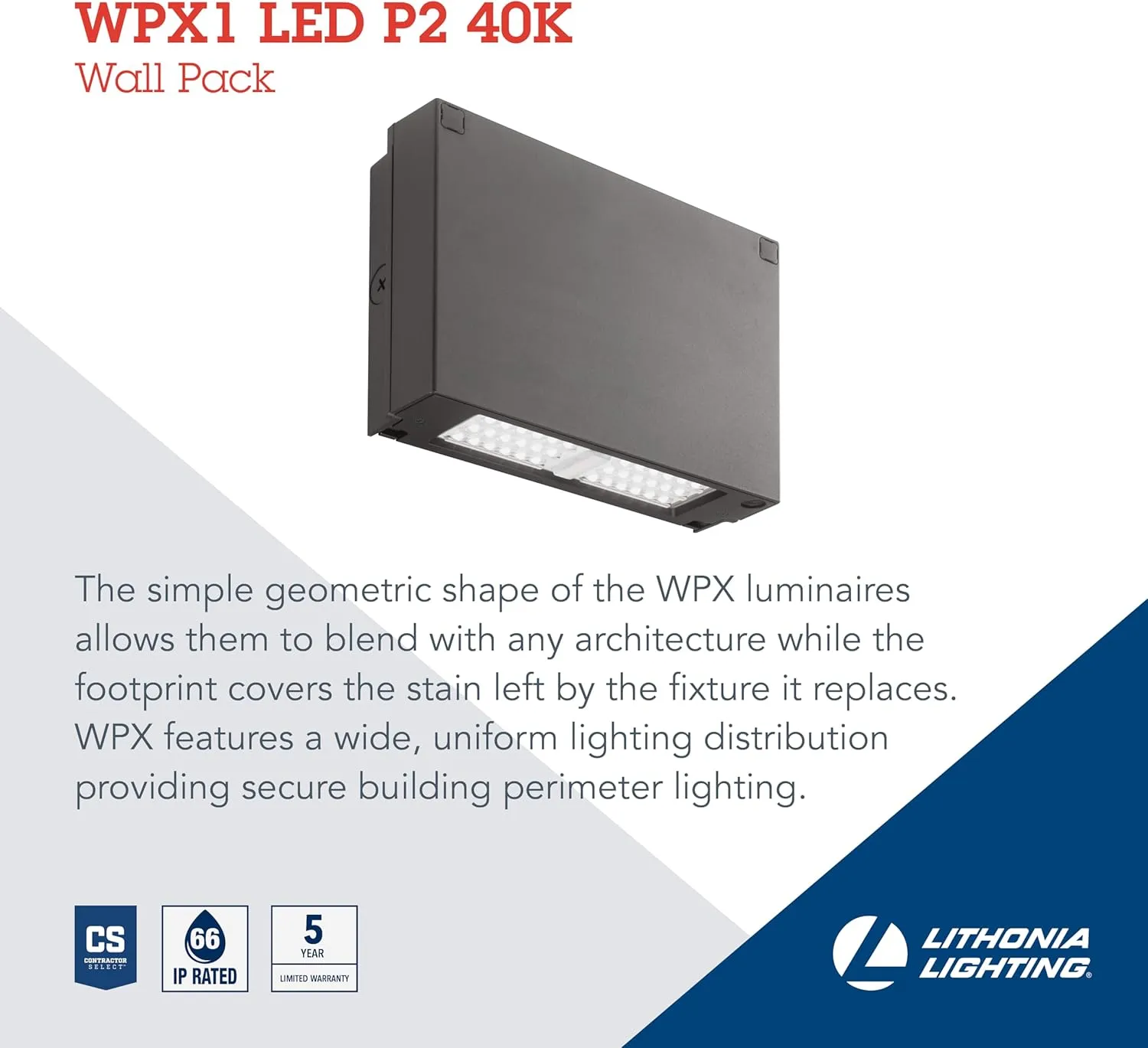 Lithonia Lighting WPX1 LED 4000K MVOLT Outdoor Architectural Wallpack, Dark Bronze