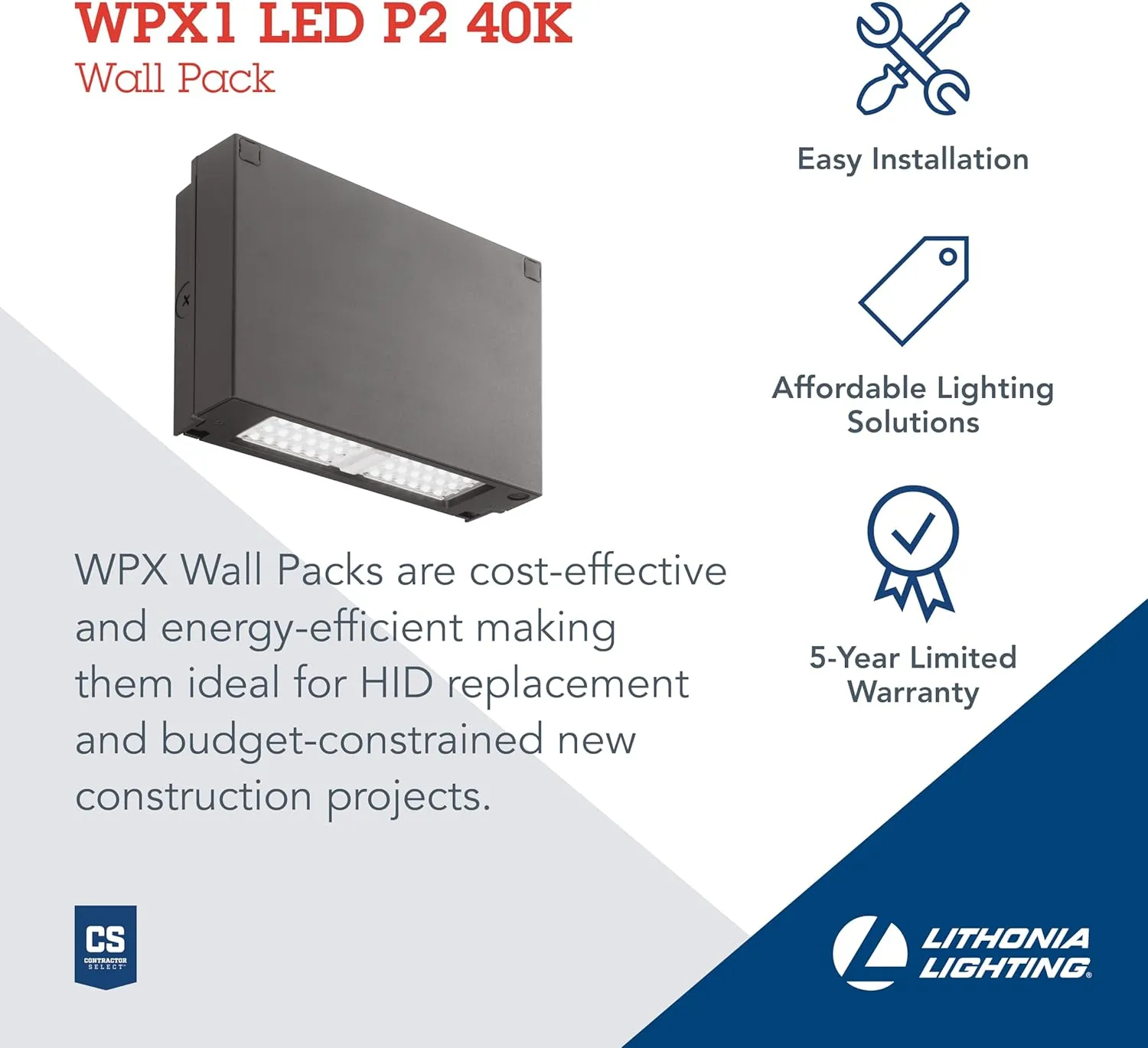 Lithonia Lighting WPX1 LED 4000K MVOLT Outdoor Architectural Wallpack, Dark Bronze