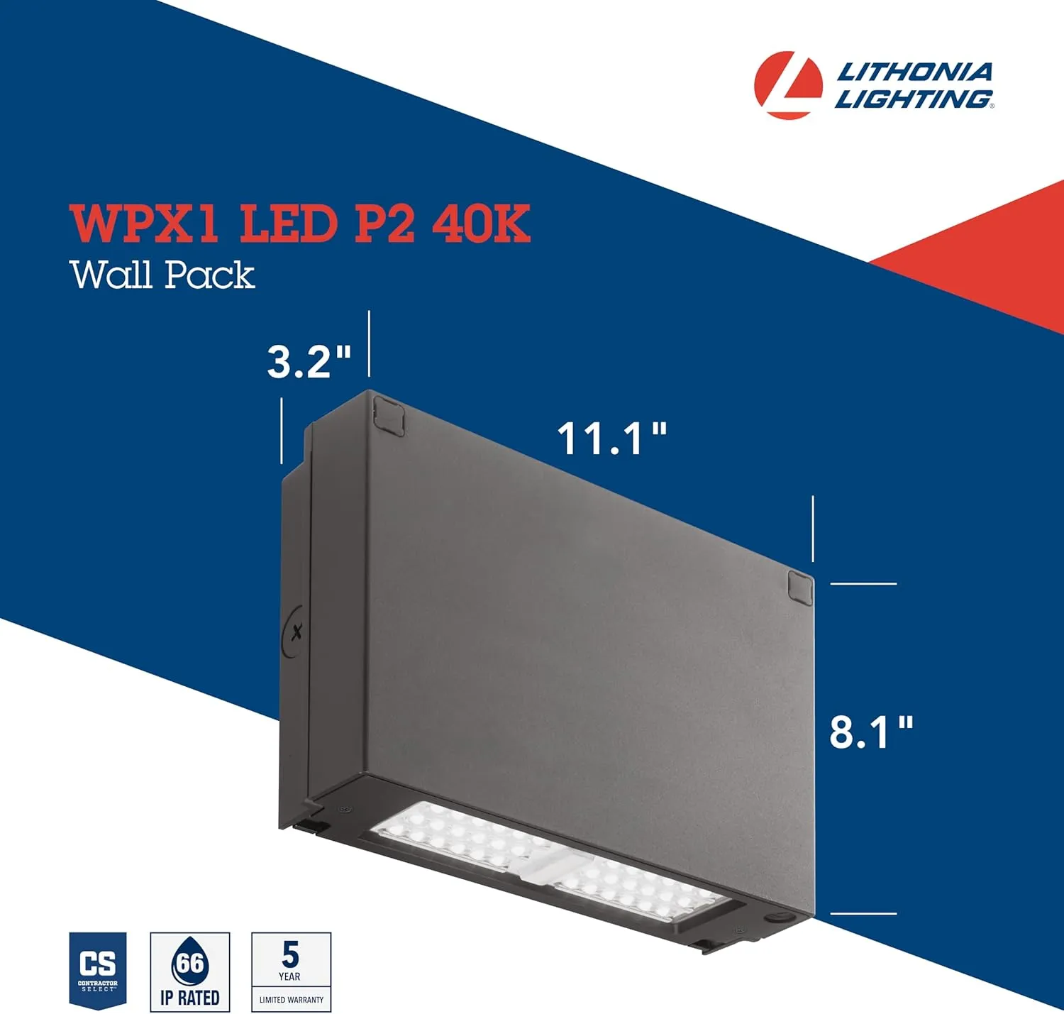 Lithonia Lighting WPX1 LED 4000K MVOLT Outdoor Architectural Wallpack, Dark Bronze