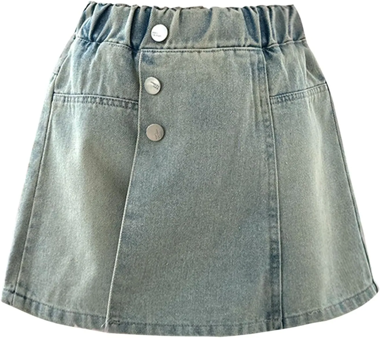 Little Girl's A Line Skirt Denim Skorts High Waisted Girls Teens Dress 𝗠ini Jean Skirts with Shorts Underneath
