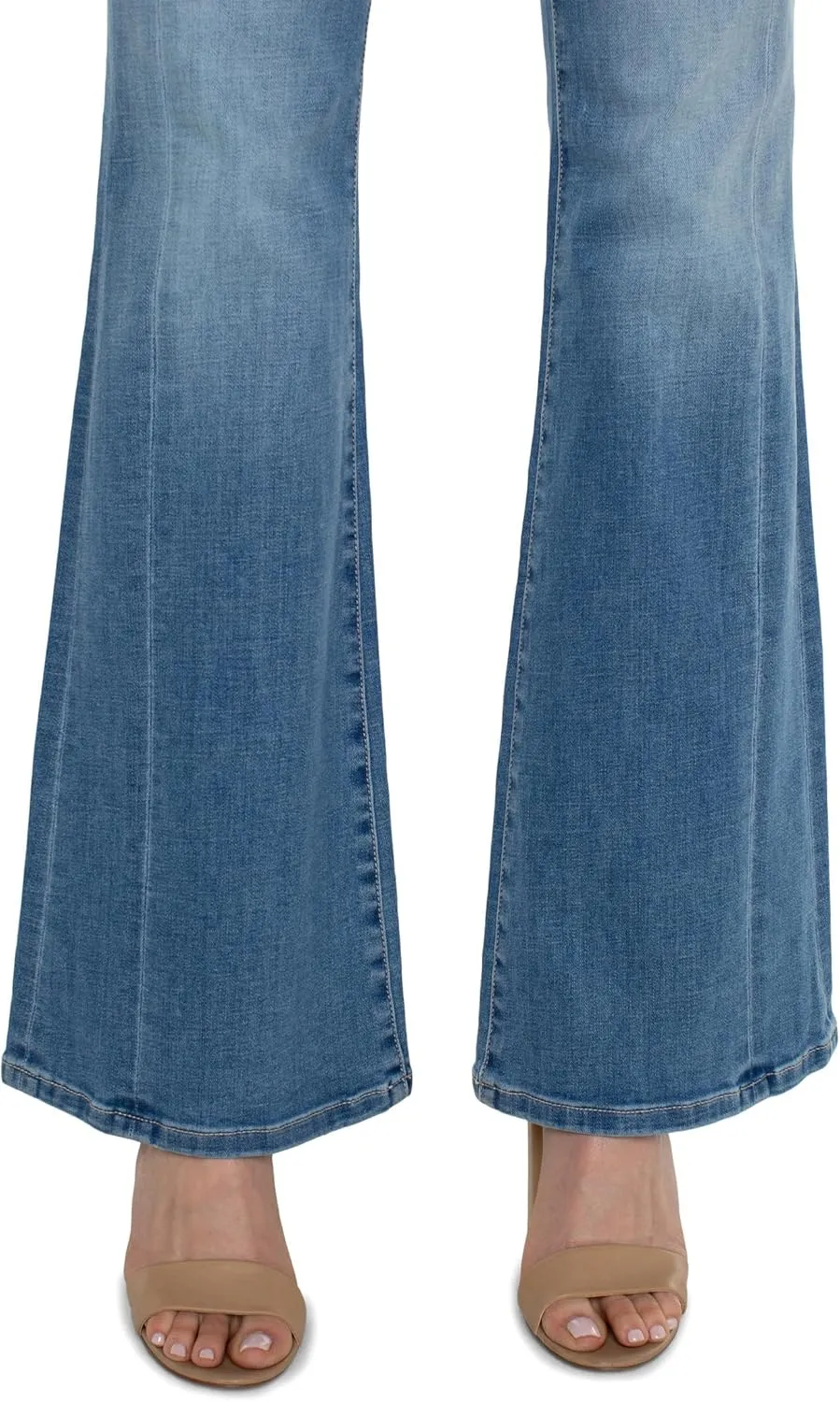 Liverpool Women's Hannah Mid Rise Flare with Flap Front Pockets Crosshatch Denim