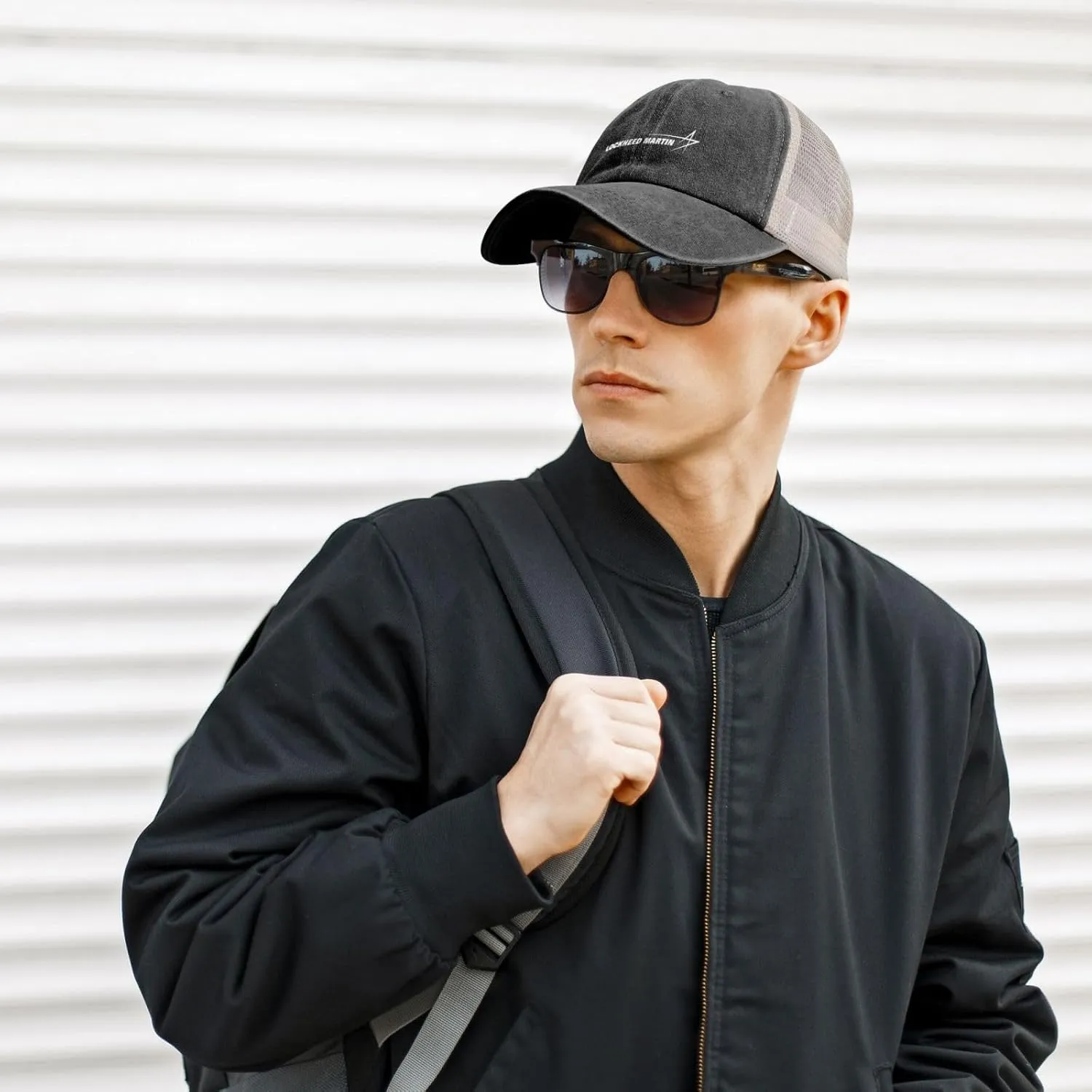 Lockheed Martin Adjustable Baseball Cap Sport Vintage Washed Mesh Baseball Cap
