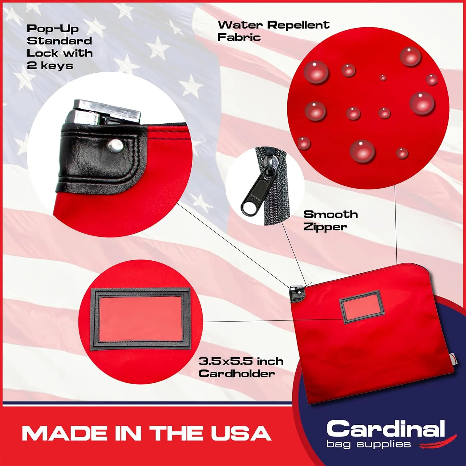 Locking Document HIPAA Bag,15 x 19 inch (Red)