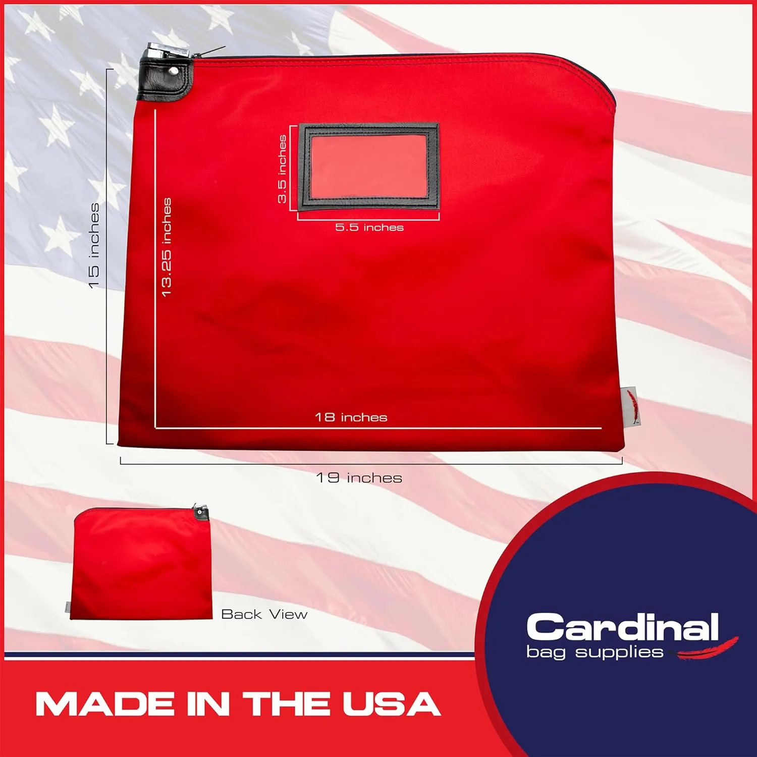 Locking Document HIPAA Bag,15 x 19 inch (Red)