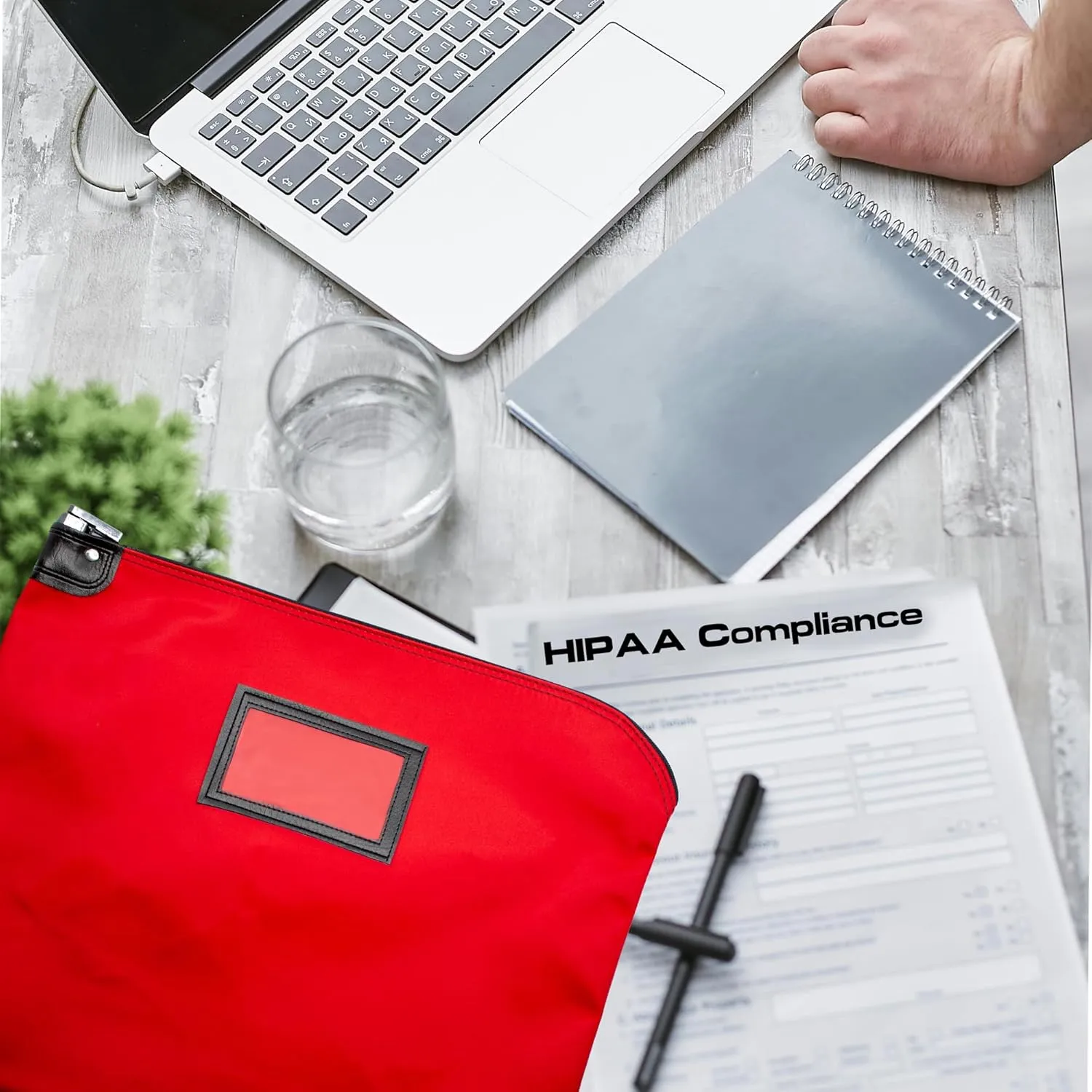 Locking Document HIPAA Bag,15 x 19 inch (Red)