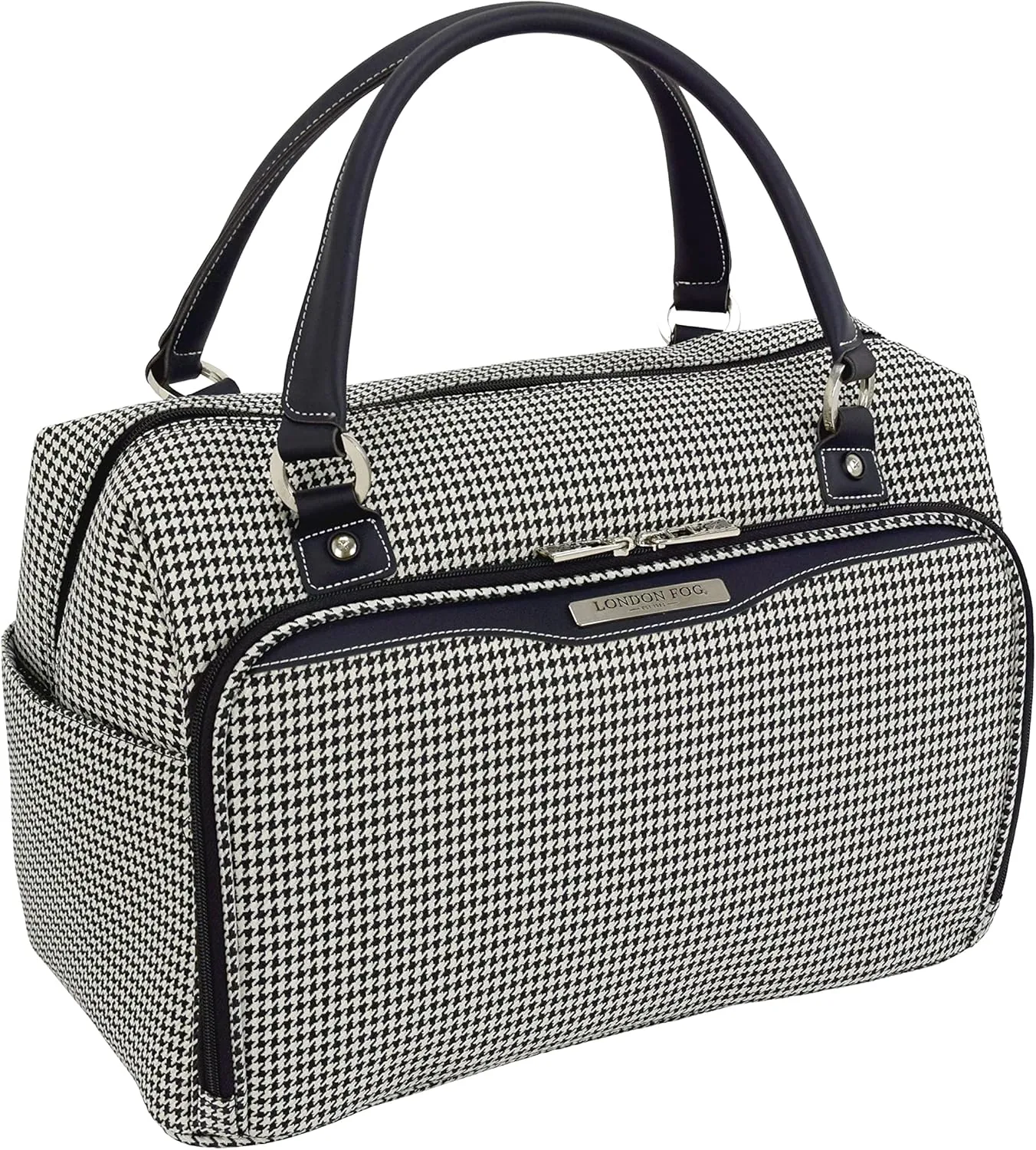 London Fog Oxford III 2 Piece Set (Cabin Bag and 25" Spinner), Black White