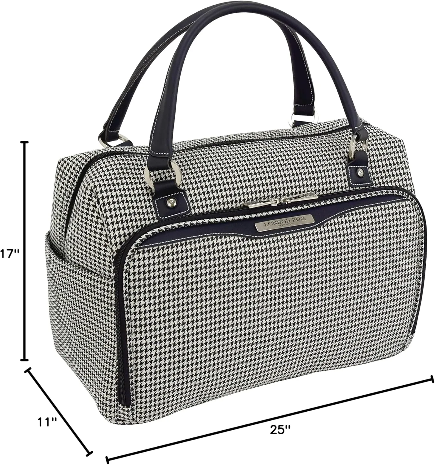 London Fog Oxford III 2 Piece Set (Cabin Bag and 25" Spinner), Black White