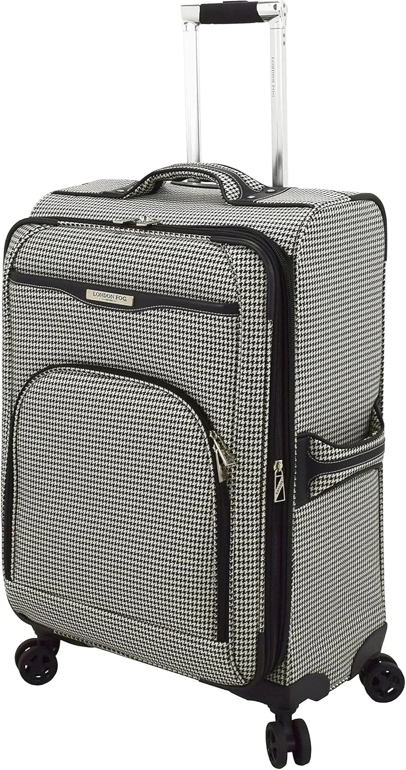 London Fog Oxford III 2 Piece Set (Cabin Bag and 25" Spinner), Black White