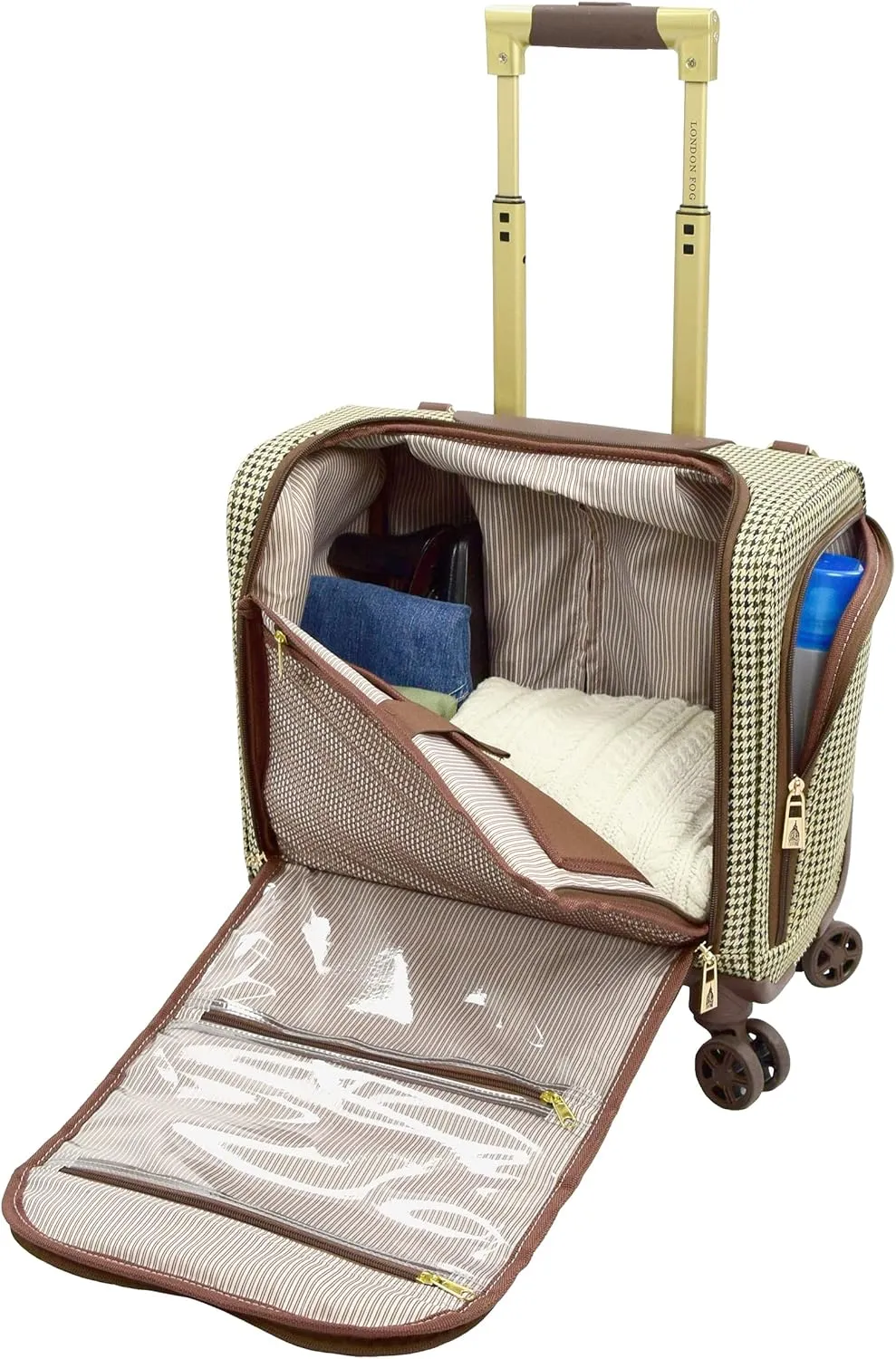 London Fog Oxford III 8-Wheel Under Seat Bag, Olive, Carry-On 15-Inch