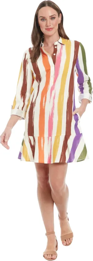 London Times Women's Full Shirt Dress with Flounce