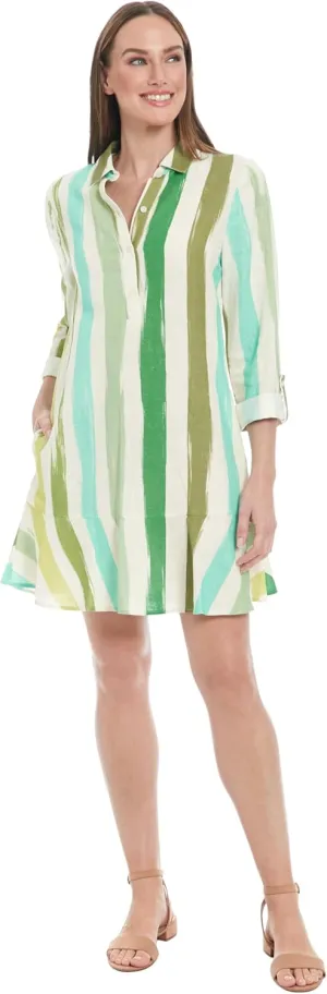 London Times Women's Full Shirt Dress with Flounce