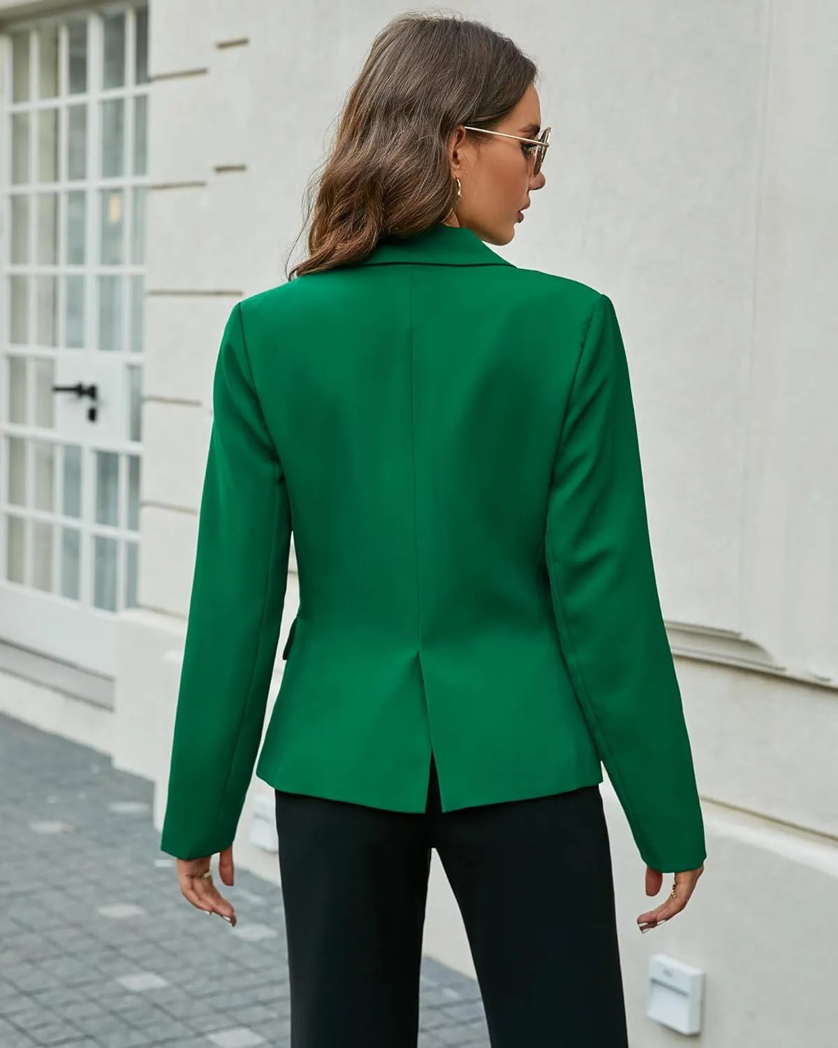 LookbookStore Womens Notched Lapel Pockets Button Work Office Blazer Jacket Suit