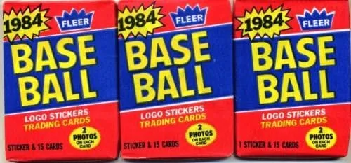 Lot of 3 1984 Fleer Baseball Wax Packs (45 Cards Total) Possible Mattingly, Strawberry Rookie Cards