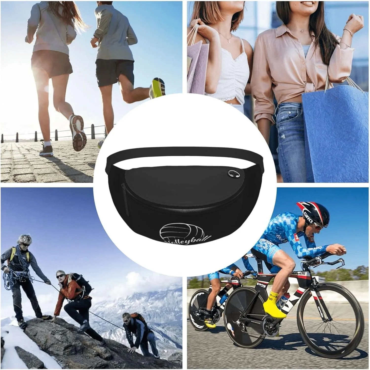 Love Is Volleyball Unisex Adjustable Leisure Waist Bag Outdoor Sports Running Waist Bag Business Travel Mobile Phone Bag