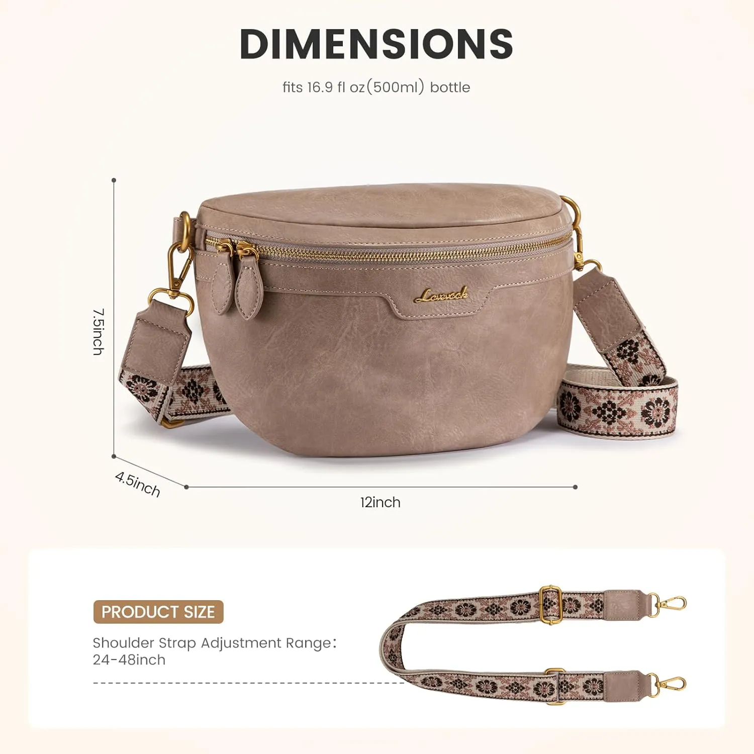 LOVEVOOK Fanny Packs for Women Cross Body, Vegan Leather Belt Bag for Women, Waterproof Sling Purse Fashion Waist Pack Designer Chest Bum Bag with Boho Style Strap