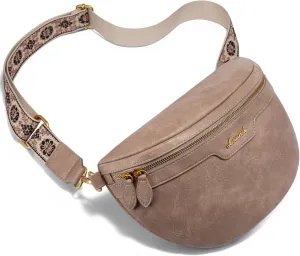 LOVEVOOK Fanny Packs for Women Cross Body, Vegan Leather Belt Bag for Women, Waterproof Sling Purse Fashion Waist Pack Designer Chest Bum Bag with Boho Style Strap
