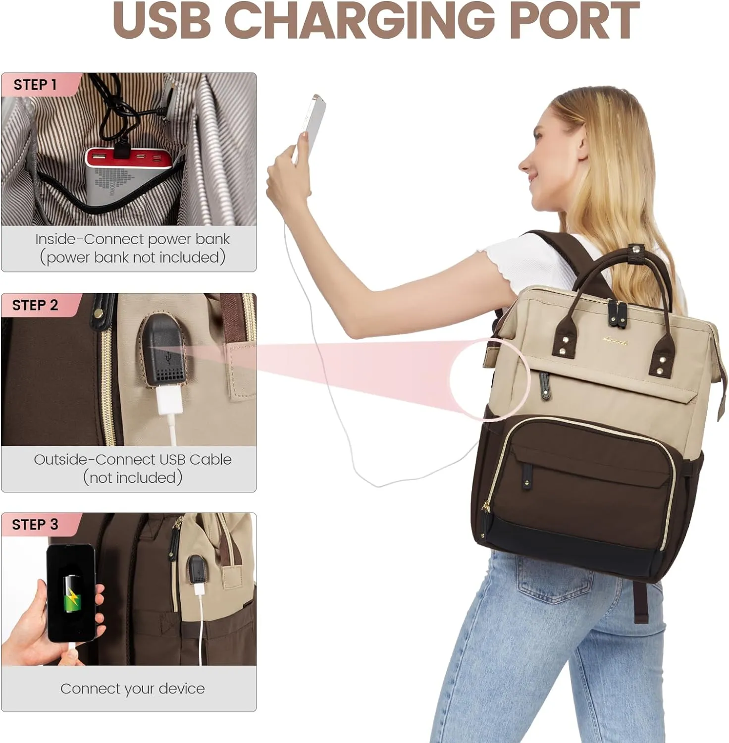 LOVEVOOK Laptop Backpack for Women, 17 Inch Work Business Backpacks Purse with USB Port, Large Capacity Nurse Bag College Bookbag for School, Waterproof Casual Daypack for Travel