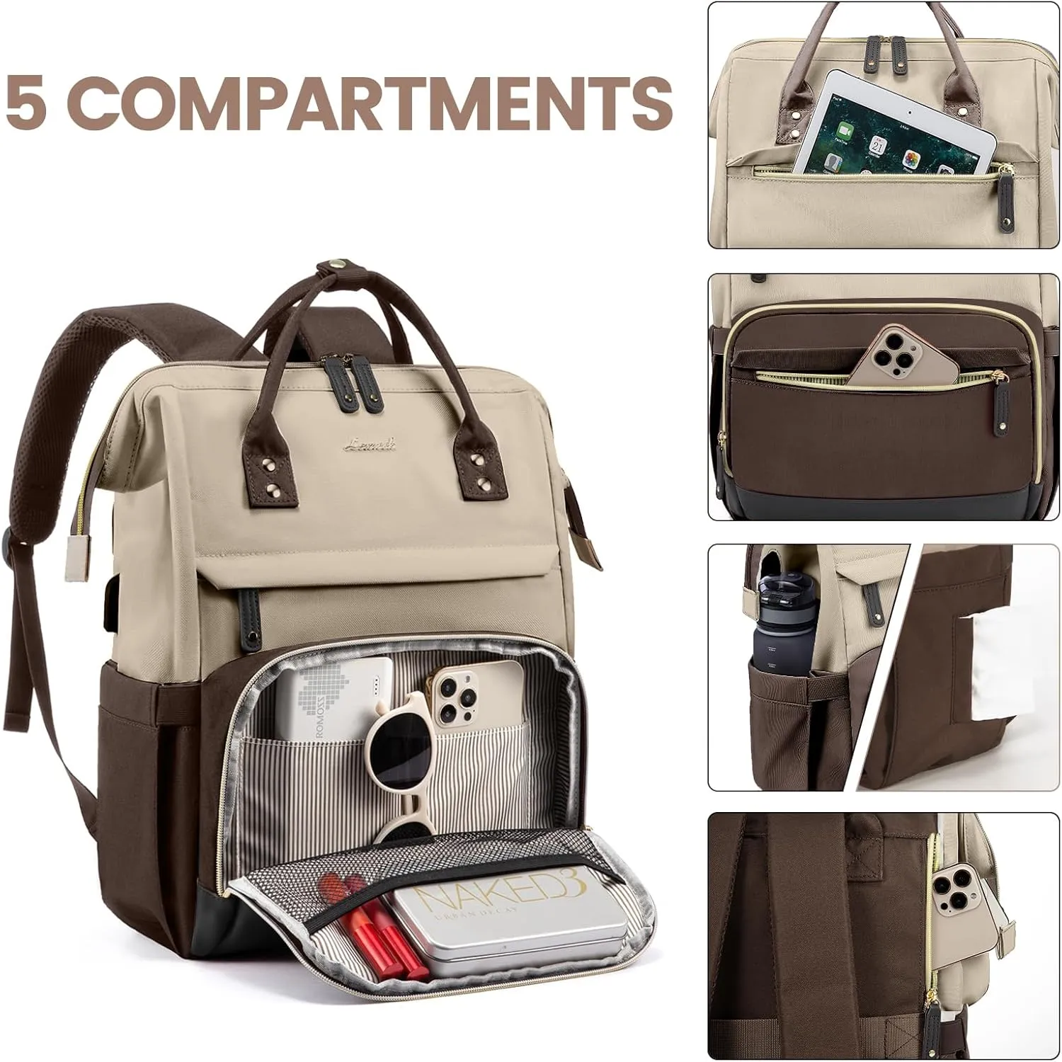 LOVEVOOK Laptop Backpack for Women, 17 Inch Work Business Backpacks Purse with USB Port, Large Capacity Nurse Bag College Bookbag for School, Waterproof Casual Daypack for Travel