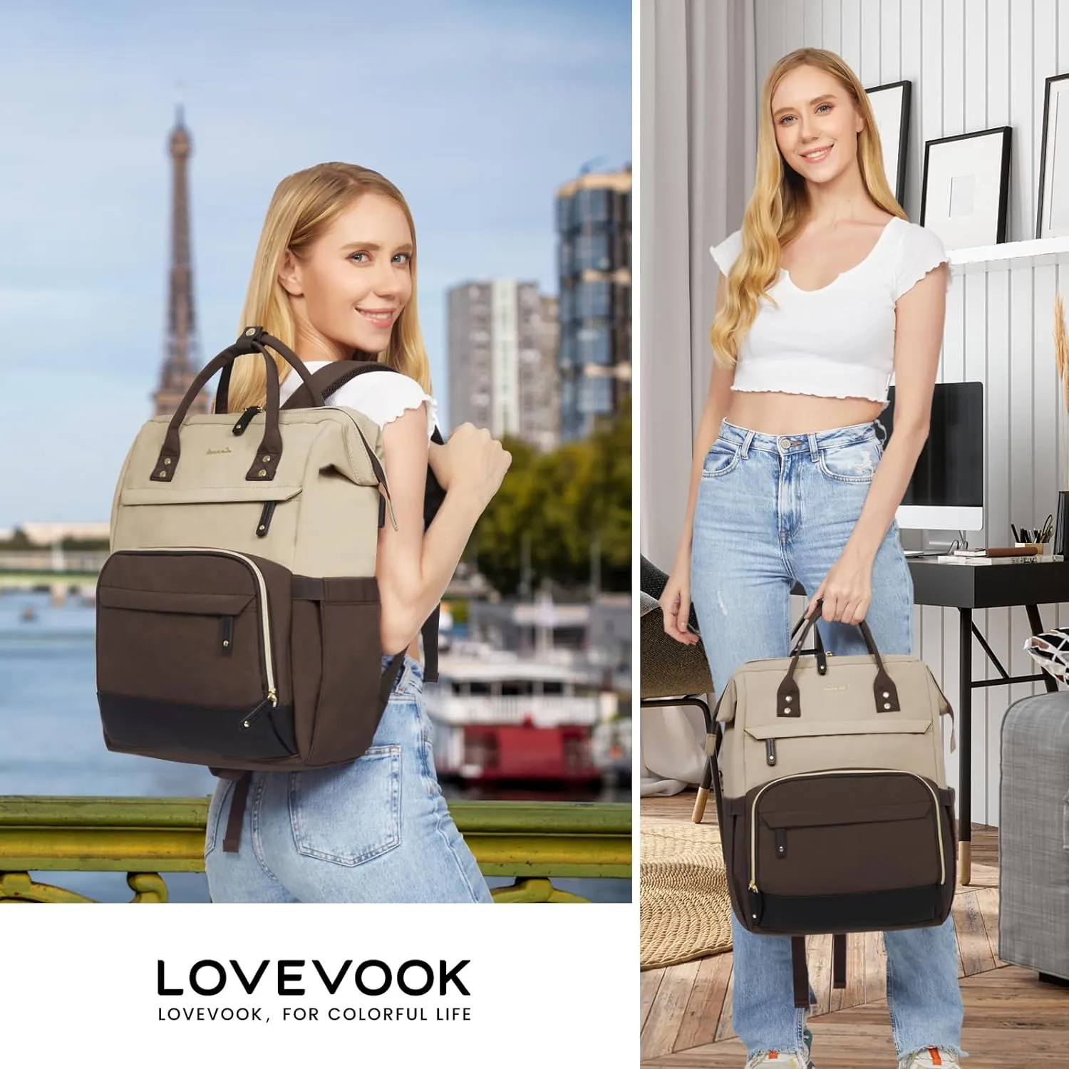 LOVEVOOK Laptop Backpack for Women, 17 Inch Work Business Backpacks Purse with USB Port, Large Capacity Nurse Bag College Bookbag for School, Waterproof Casual Daypack for Travel