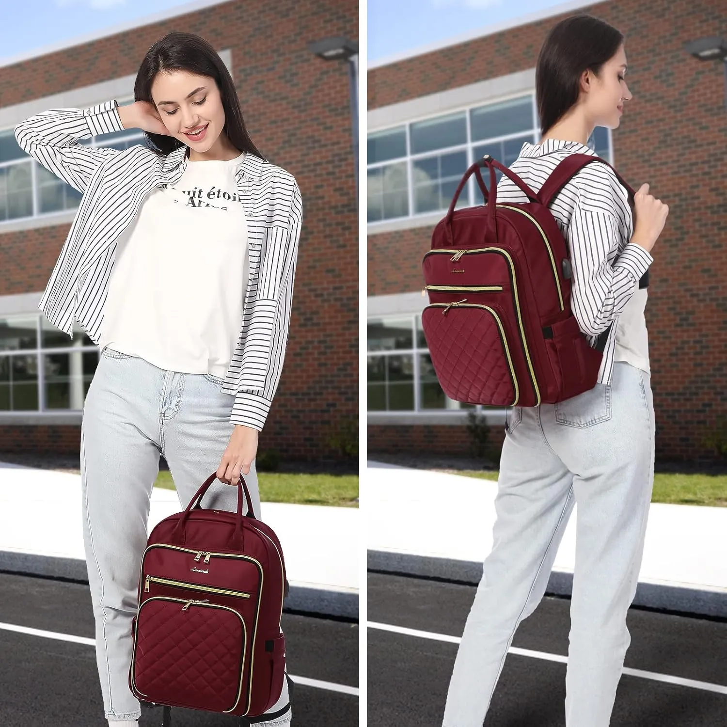 LOVEVOOK Laptop Backpack for Women, Water Resistant Travel Work Backpacks Purse Stylish College Business Teacher Nurse Computer Bag with USB Charging Port, Fits 17" Laptop