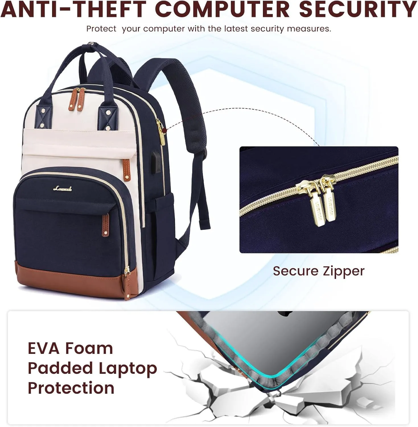 LOVEVOOK Laptop Backpack Women,Large Capacity 15.6 inch Laptop Bag Travel Backpack for Women,Computer Work College Teacher Backpacks with USB Port,Waterproof Personal Item Backpack Casual Daypack