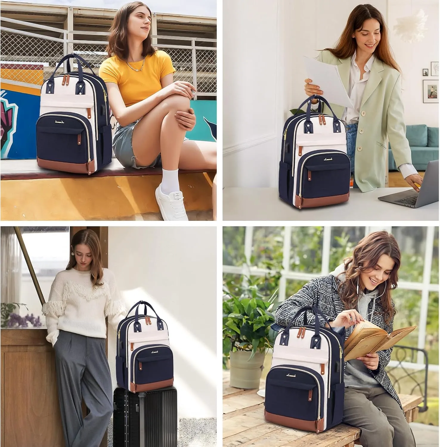LOVEVOOK Laptop Backpack Women,Large Capacity 15.6 inch Laptop Bag Travel Backpack for Women,Computer Work College Teacher Backpacks with USB Port,Waterproof Personal Item Backpack Casual Daypack