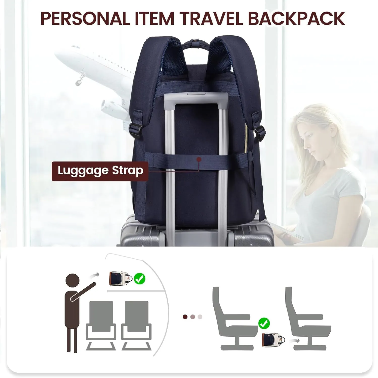 LOVEVOOK Laptop Backpack Women,Large Capacity 15.6 inch Laptop Bag Travel Backpack for Women,Computer Work College Teacher Backpacks with USB Port,Waterproof Personal Item Backpack Casual Daypack