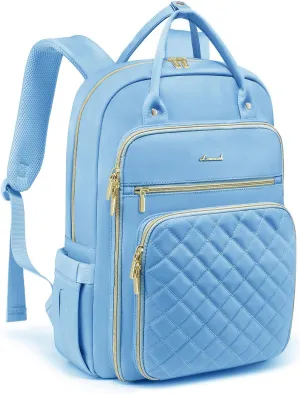 LOVEVOOK Women's Angel Blue Laptop Backpack, 16.9 x 12 x 7.9 in, 1.73 lbs, 27-Liter Capacity, 4 Compartments, 18 Pockets, USB Charging