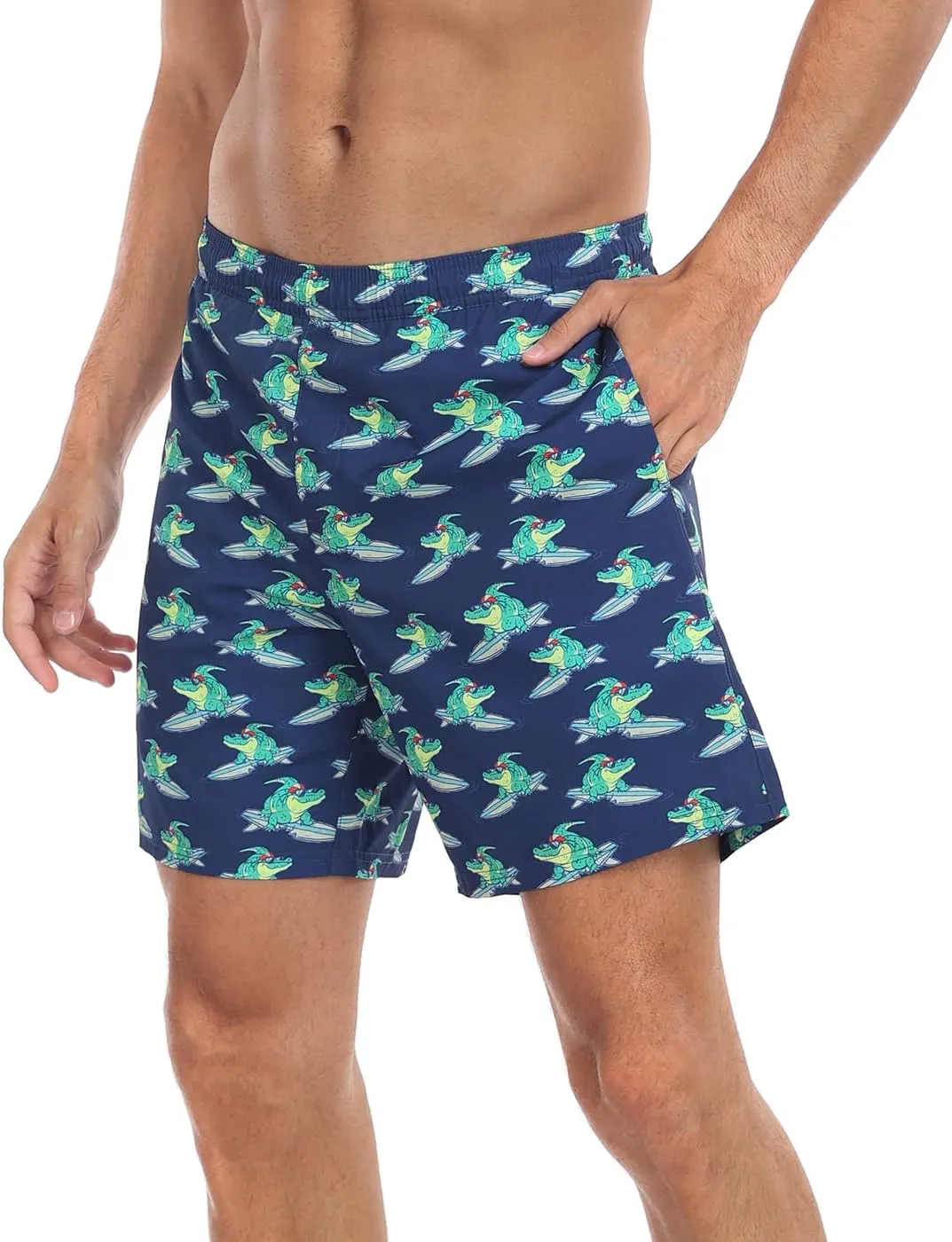 LRD Mens Swim Trunks with Compression Liner 7 inch Inseam Quick Dry Swim Shorts