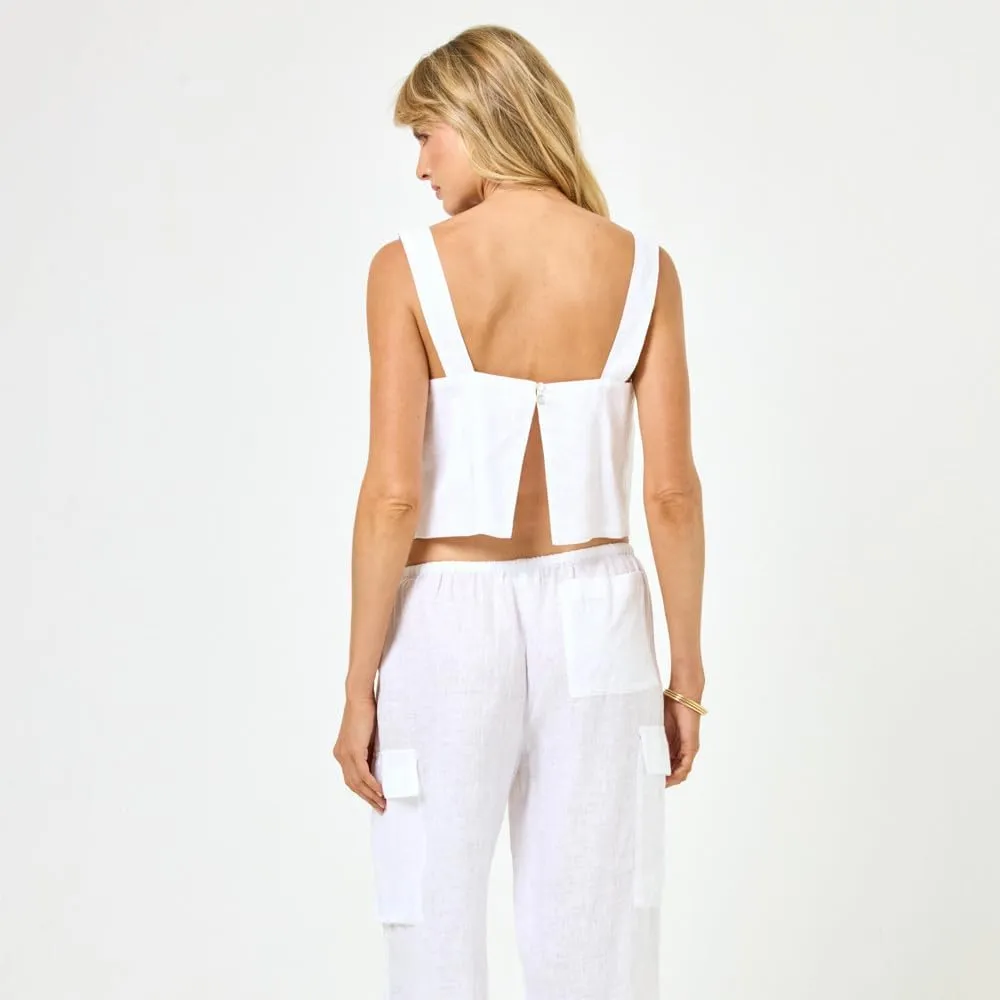 L*Space Long Island Top for Women, Versatile Sleeveless Cropped Tank Top, Features Thick Tank Straps, Open Back & Buttons
