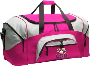 LSU Tigers Duffle Bag Louisiana State University Large Duffel Bag Suitcase (Pink)