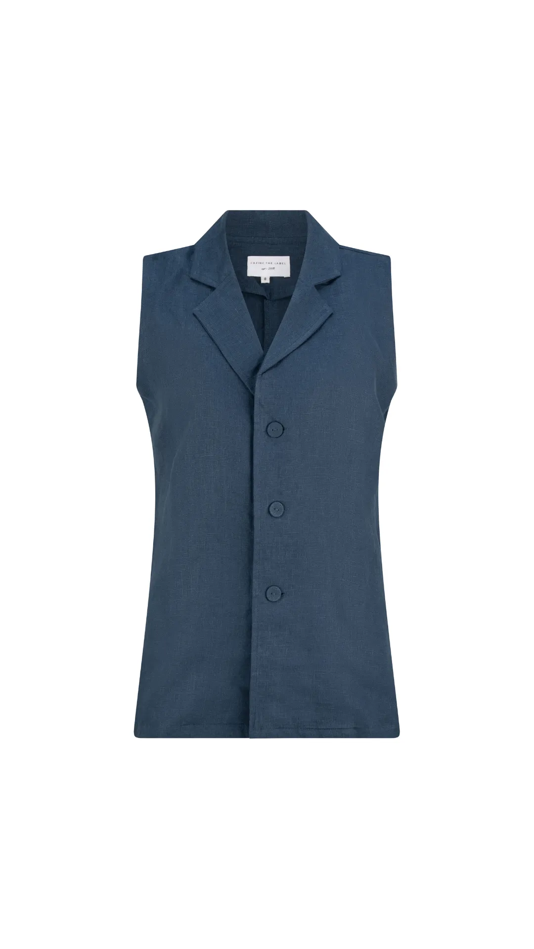 Luca Linen Vest - Navy