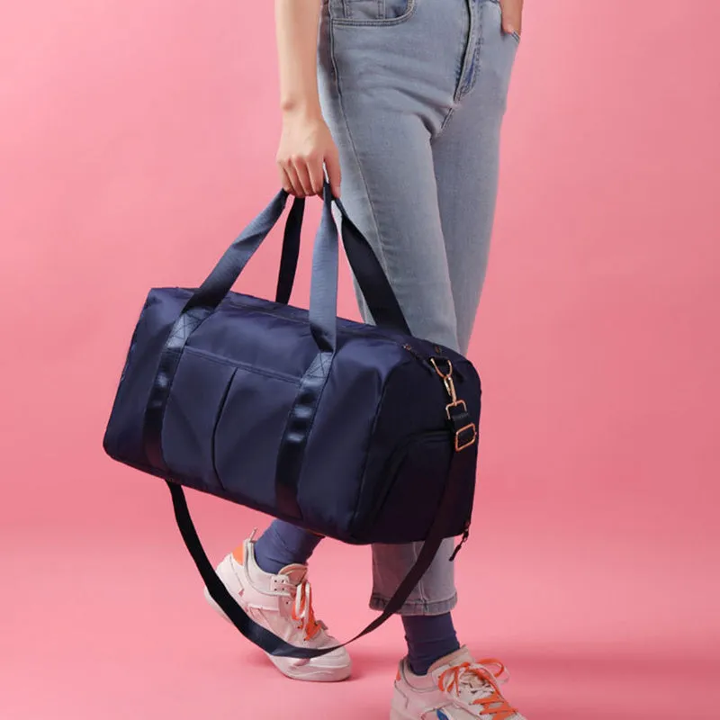 Lucy – Pink Gym Duffel Bag with Shoe Compartment and Double Handles