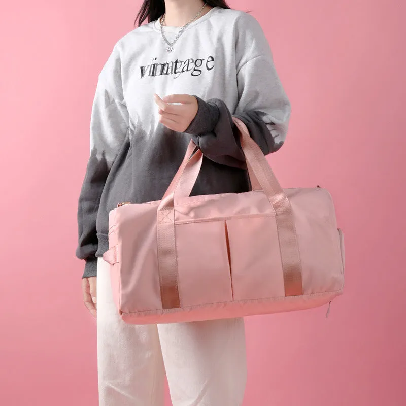 Lucy – Pink Gym Duffel Bag with Shoe Compartment and Double Handles