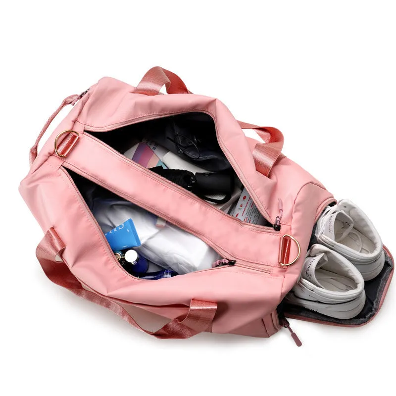 Lucy – Pink Gym Duffel Bag with Shoe Compartment and Double Handles