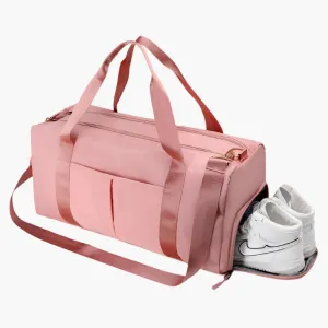 Lucy – Pink Gym Duffel Bag with Shoe Compartment and Double Handles