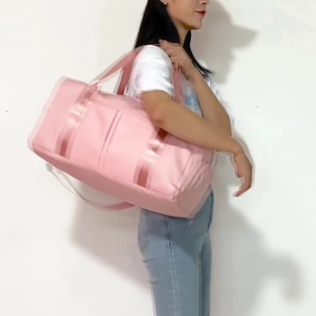 Lucy – Pink Gym Duffel Bag with Shoe Compartment and Double Handles