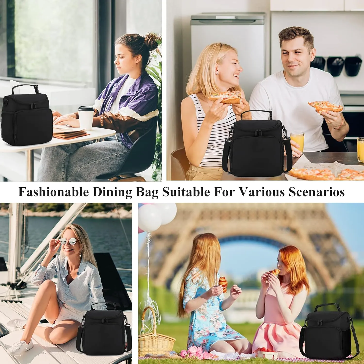 Lunch Box for Men,Insulated Lunch Bag Women with Adjustable Shoulder Strap, Cooler Bag with Drinks Holder for Adult Work Picnic Beach Workout