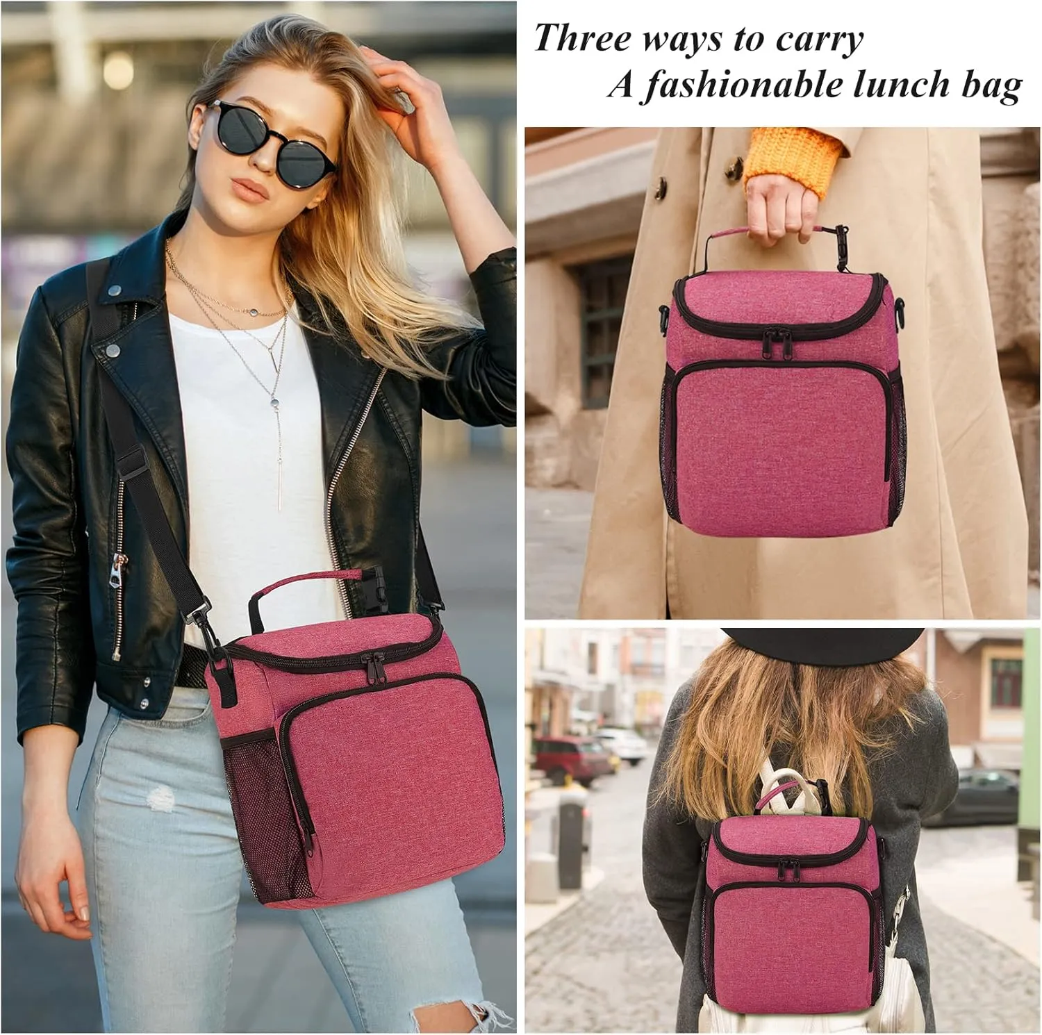Lunch Box for Men,Insulated Lunch Bag Women with Adjustable Shoulder Strap, Cooler Bag with Drinks Holder for Adult Work Picnic Beach Workout