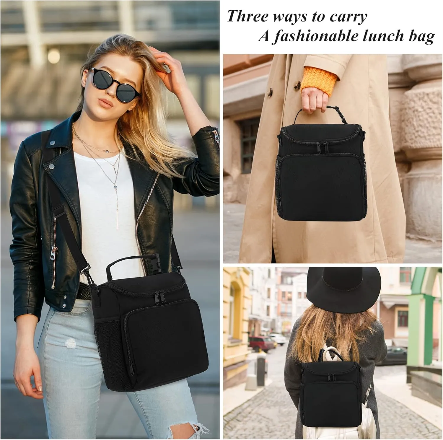 Lunch Box for Men,Insulated Lunch Bag Women with Adjustable Shoulder Strap, Cooler Bag with Drinks Holder for Adult Work Picnic Beach Workout