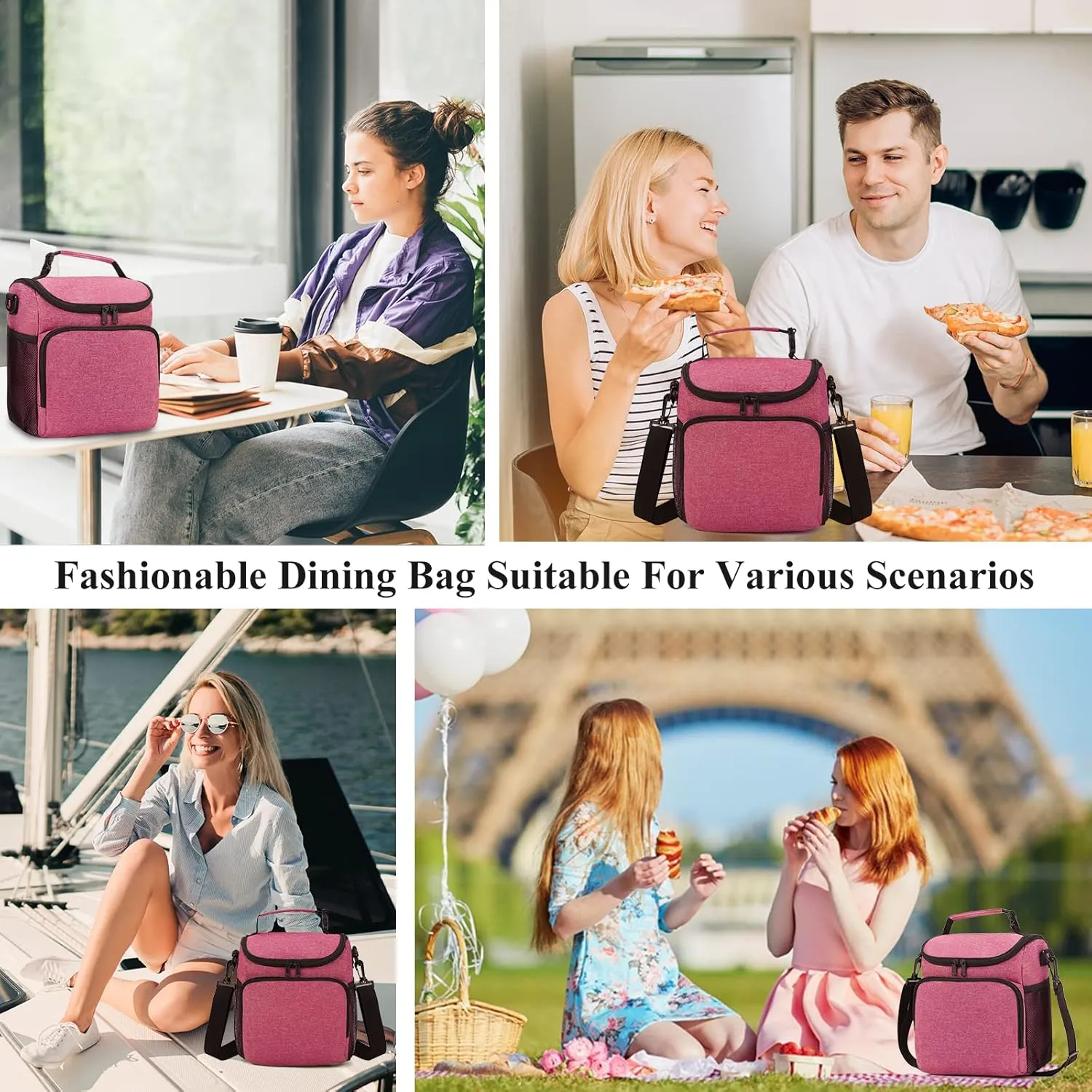 Lunch Box for Men,Insulated Lunch Bag Women with Adjustable Shoulder Strap, Cooler Bag with Drinks Holder for Adult Work Picnic Beach Workout