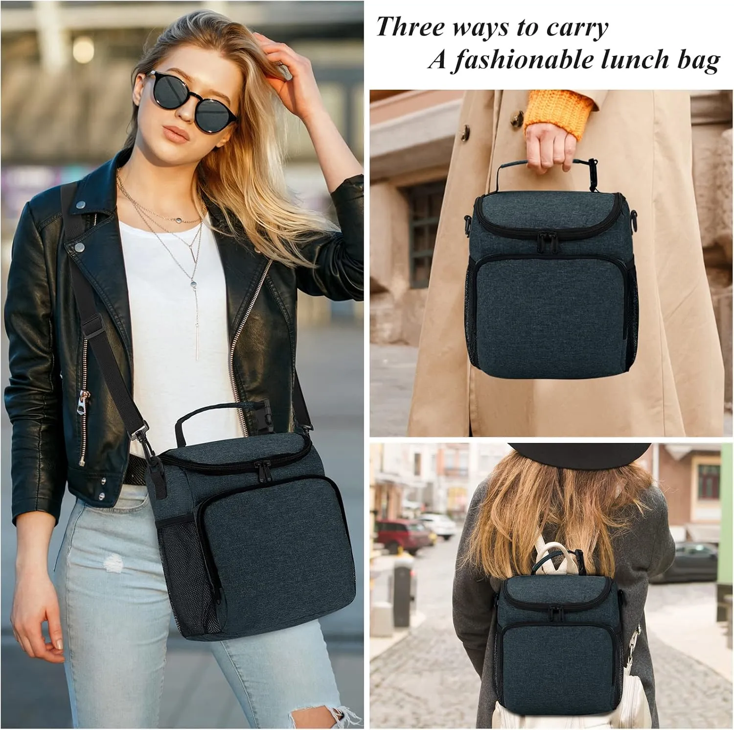 Lunch Box for Men,Insulated Lunch Bag Women with Adjustable Shoulder Strap, Cooler Bag with Drinks Holder for Adult Work Picnic Beach Workout